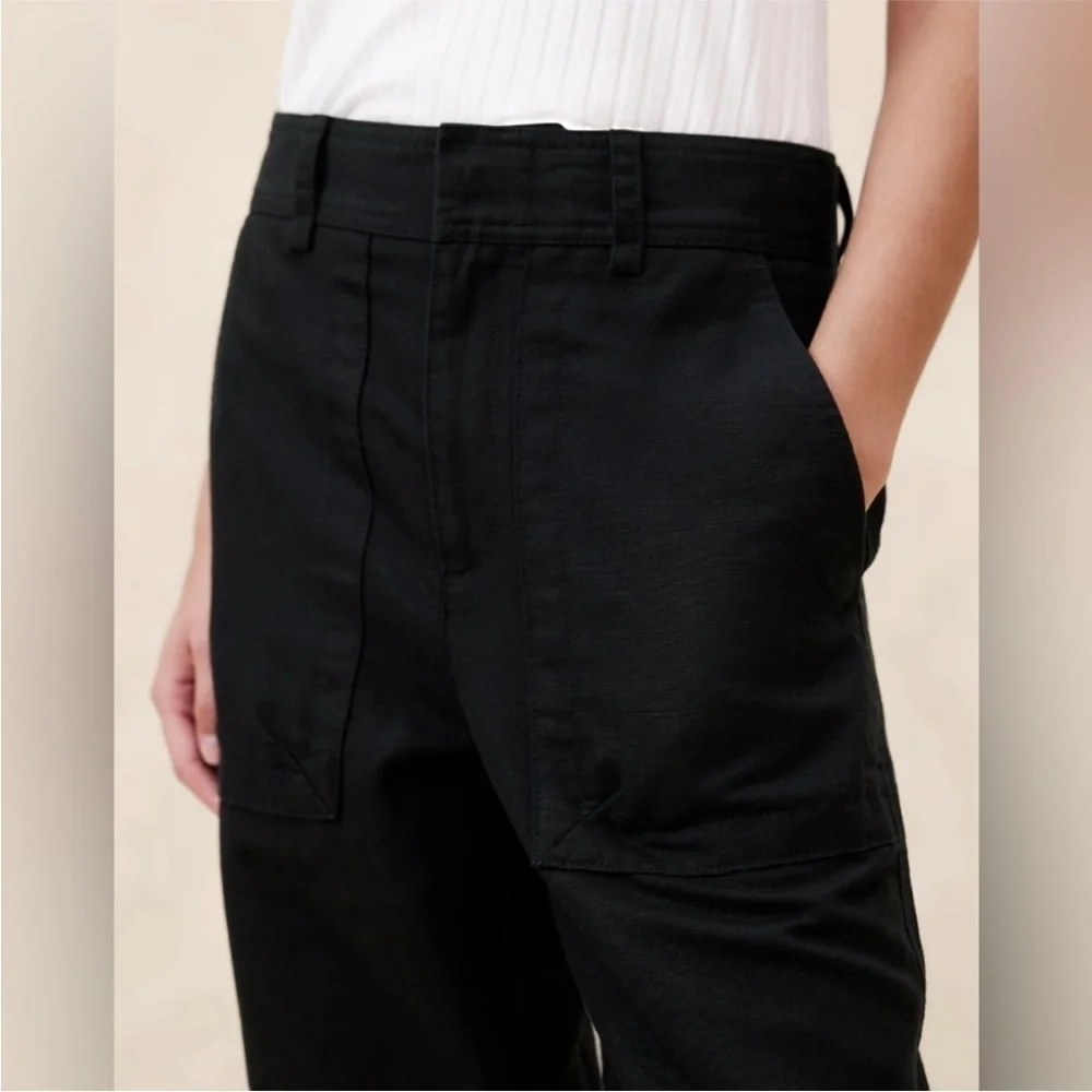 NWT! Banana Republic Black Mya Cotton-Linen Pant - Multiple🩵